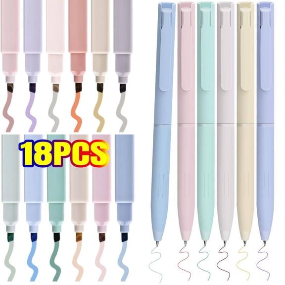 18-Piece Bible Highlighters & Fineliner Pens Set: 12 Pastel + 6 Multicolor Fineliners, Quick-Dry No Bleed, Bible Journaling Supplies Study & Office Supplies
