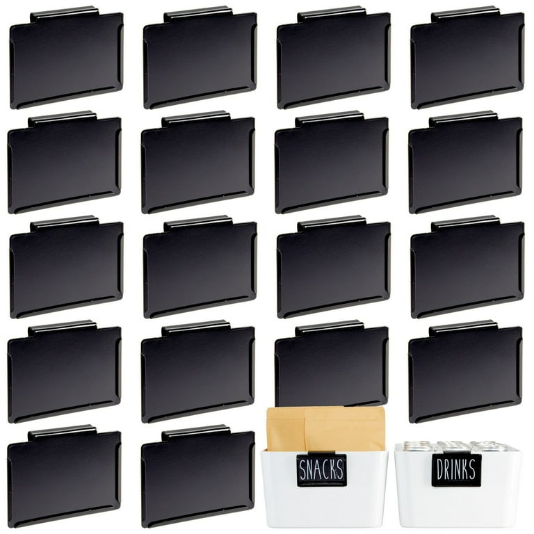 Talented Kitchen 18 Pack Black Label Holders - Removable Metal Bin