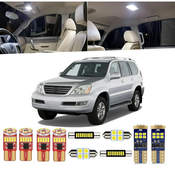 18 Piece Car Interior LED Lights Kit for Lexus GX470 2003-2009 Interior LED Light Bulbs Packag Kit+ License Plate Light Bulb+ Install Tool