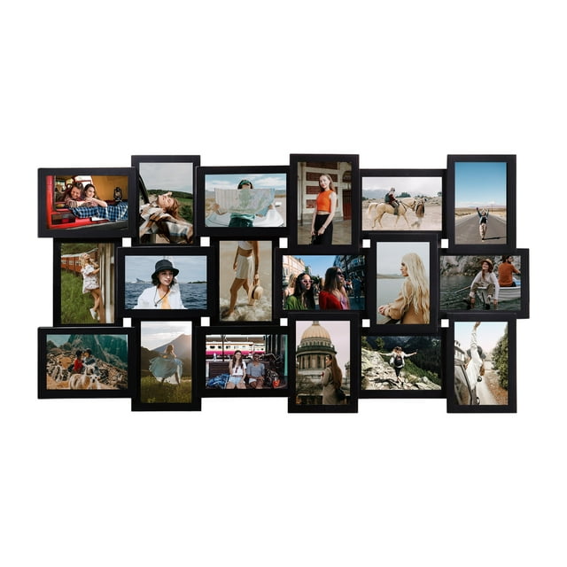 18 Piece Classic Black Family Photo Frame Set 6x4 inch Wall Gallery