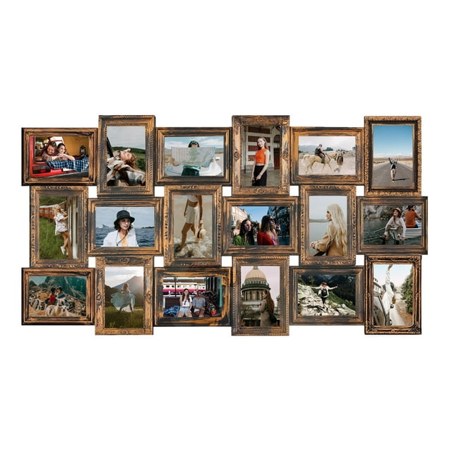 18 Piece Classic Gold Family Photo Frame Set 6x4 inch Wall Gallery ...