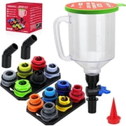 18-Piece Engine Oil Funnel Kit, 1.59QT/1.5L Automotive Oil Funnel Set with 12 Adapters, Elbow Fitting, Arrow Screen and Magnetic Storage Hooks Tray,