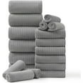 thumbnail image 1 of 18 Piece Family Bath Towel Set Include 6 Bath Towels,6 Hand Towels and 6 Washcloths Soft Bathroom Towel with Hanging Loops,Highly Absorbent Quick Dry Towels Set for Bathroom,Hotel and Spa-Grey, 1 of 9