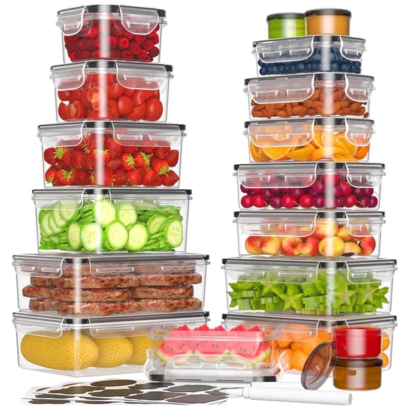 Carestrong 18 PCS Food Storage Containers with Lids - Leakproof meal Prep Containers Dishwasher and microwave safe Produce Containers Keep Fruits, Vegetables, Berry, Meat Fresh longer