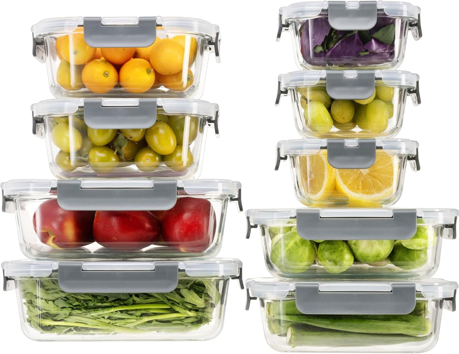 18-Piece Glass Food Storage Set – 9 Containers & Lids – BPA-Free ...