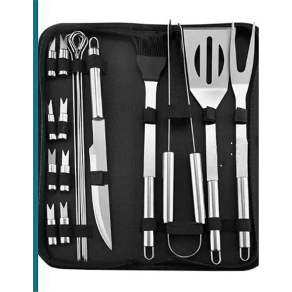 18-Piece Grill Tool Set, BBQ Accessories and Grill Tools, Durable Stainless-Steel Utensils, Spatula, Tongs, Cleaning Brush & More, Grilling Gifts for Men