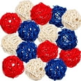 thumbnail image 1 of 18-Piece Natural Rattan Red White Blue Balls, 5Cm Rustic Woven Orbs, Bowl Fillers for Home decor, Vase Fillers for Home decor, Table decorations for Party, 4Th of July, 1 of 7