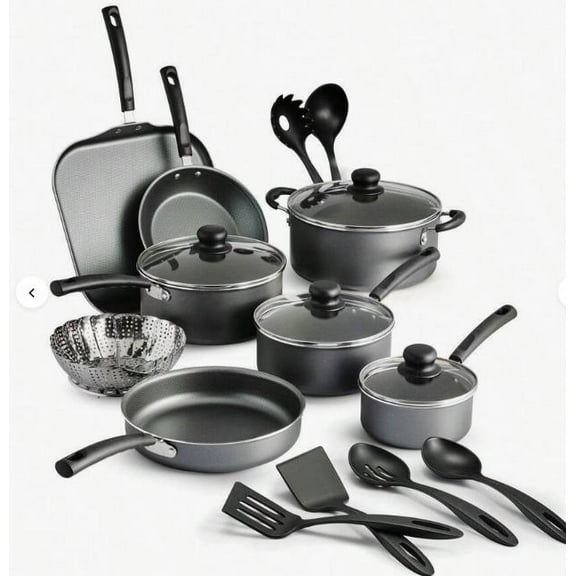 18-Piece Professional Grade Nonstick Cookware Set – Heavy-Duty Aluminum Construction with Lids & Kitchen Utensils, Cook Ware for Effortless Cooking, Inspired Durable Nonstick Frying Pans