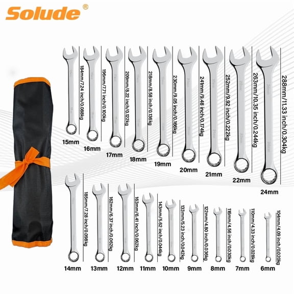 18 Piece Open-end Wrench Set --6-24mm,Portable wrench set, maintenance tools