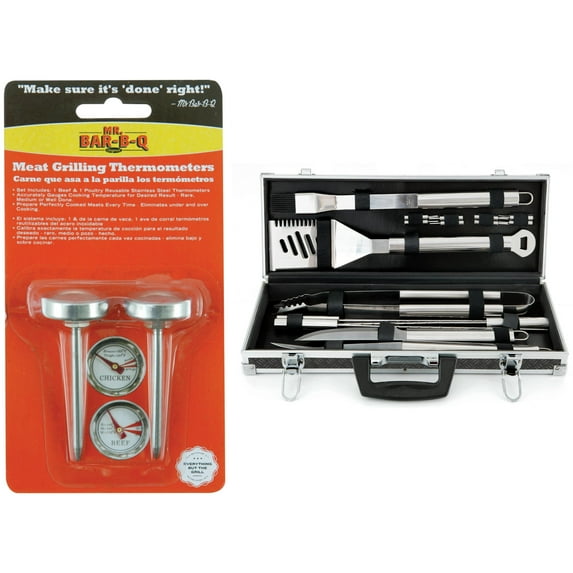 18 Piece Plat Stainless Tool Set and BONUS Meat Thermometer-2 Pack Bundle