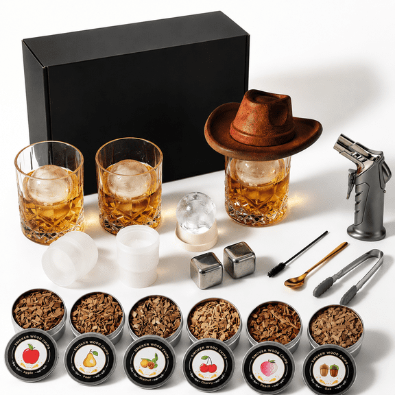 18-Piece Professional Cocktail Bar Set with Smoked Infusion Tools for Home Drinks