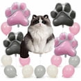 thumbnail image 1 of 18-Piece Ragdoll Cat Balloon Set with Pink Gray Paw Print Balloons for Cat Birthday Party, Gotcha Day, Adoption Day Decorations, 1 of 8