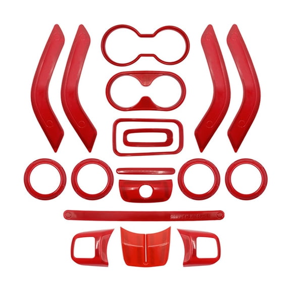 18-Piece Red Interior Trim Kit for Jeep for Wrangler JK JKU 4-Door 2011-2017 ABS Plastic Decor Accessories Easy Installation Scratch Protection