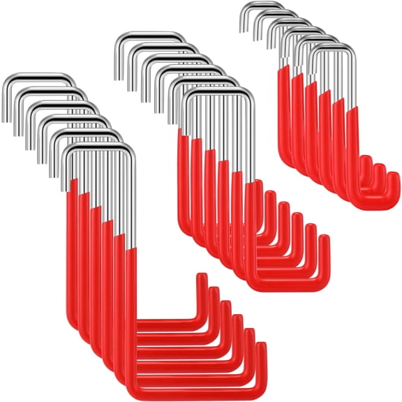 18-Piece Red S-Shaped Heavy Duty Hardware Hooks For Storage, Organization, And Outdoor Use