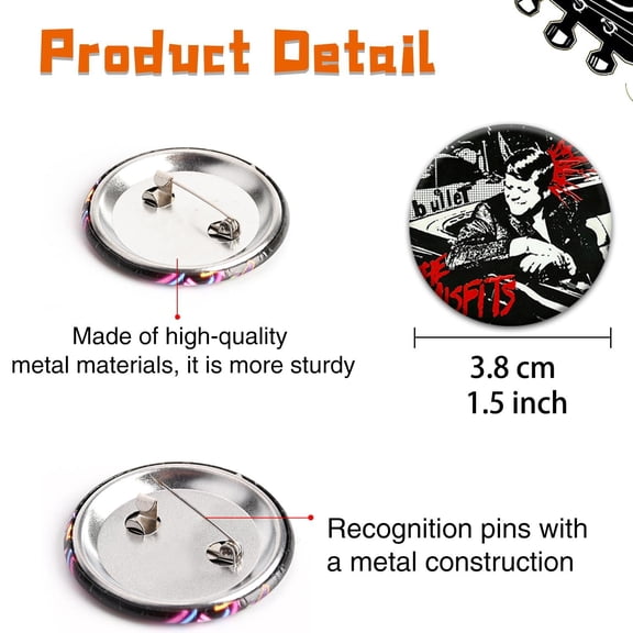 18-Piece Rock and Roll Band Button Pin Set 1.5 Inch Plastic Pins