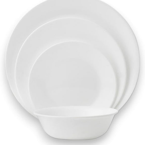 18-Piece Service for 6 Dinnerware Set Triple Layer Glass and Chip Resistant, Lightweight Round Plates and Bowls Set, Winter Frost White