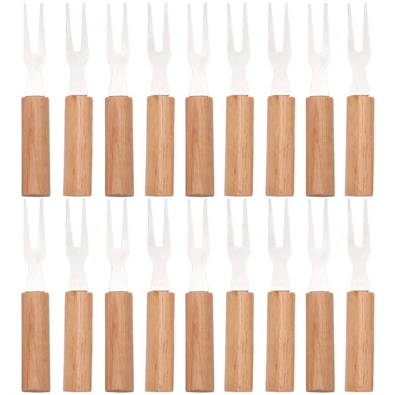 18 Piece Set Stainless Steel Barbecue Forks With Wooden Handles For BBQ
