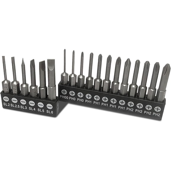 18 Piece Slotted Phillips Head Drill Bit Set, 1/4 Inch Hex Shank S2 Steel Magnetic 2Inch Long Screwdriver Bits with Storage Box (Slotted Phillips)