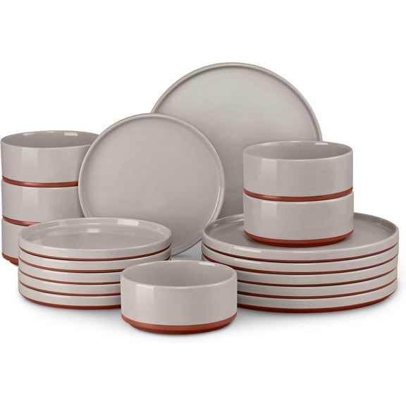 18-Piece Stoneware Dinnerware Set for 6 People Terra Brown