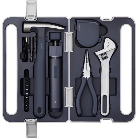 18-Piece Tool Kit, Electric Screwdriver w/LED, 3 Torque, 10 Bits, Basic Home Tool Kit - Compact & Portable w/Hidden Buckle, Home Repair Set for DIY Projects/Dorm Repairs/Assembling