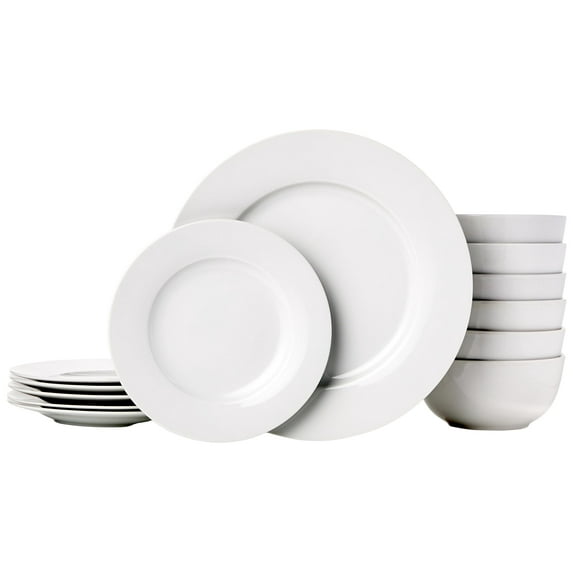 18-Piece White Dinnerware Set, AB-Grade Porcelain Plates Bowls for 6 People, Microwave Dishwasher Safe, Modern Kitchen Tableware