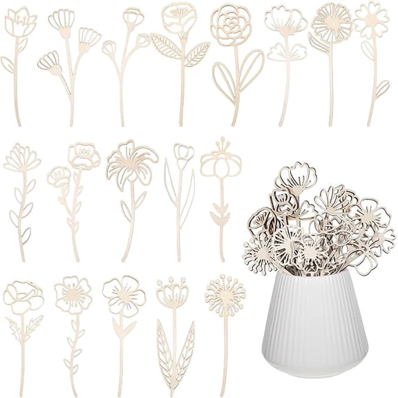 18 Piece Wooden Wildflower Decor Set