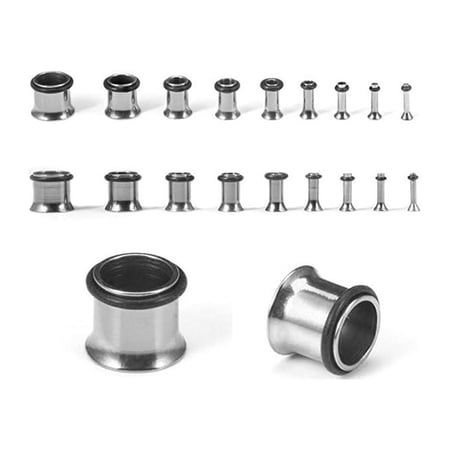 18 Pieces Anodized Titanium Ear Plugs Stretching Kit 14G - 00G (1.6mm-10mm)
