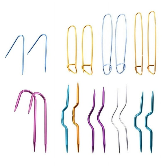 18 Pieces Cable Holders Aluminum Cable Needles Bent Tapestry Yarn Needles Cable Knitting Needles