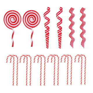 16 Pieces Candy Cane Christmas Tree Decorations Peppermint Hanging Ornaments Fake Candy Christmas Ornaments Red and White Plastic Christmas Ornaments