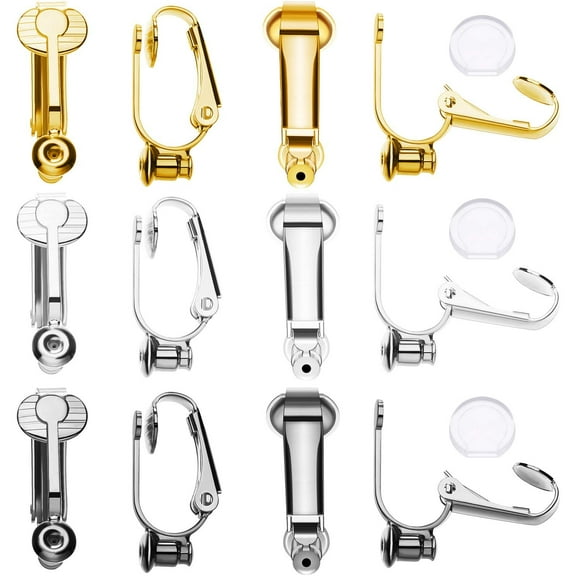 18 Pieces Clip-on Earrings Converter Components with Post for Non-Pierced Ears 3 Colors and Comfort Earring Pads
