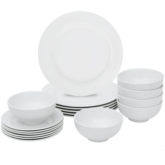 ZENY 18 Pieces Dinner Plates & Bowls Set Home Kitchen Dinnerware Service for 6 Person - White