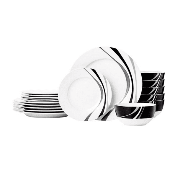 18 Pieces Dinnerware Sets, Dishes, Plates and Bowls, Service for 6