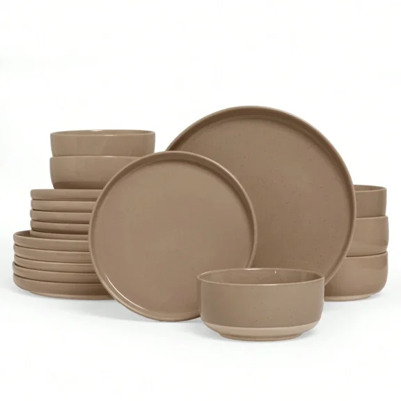 18 Pieces Dinnerware Sets, Dishes Set For 6, Plates And Bowls Set, Perfect For Your Friend For Housewarming, Thanksgiving, Christmas，Brown