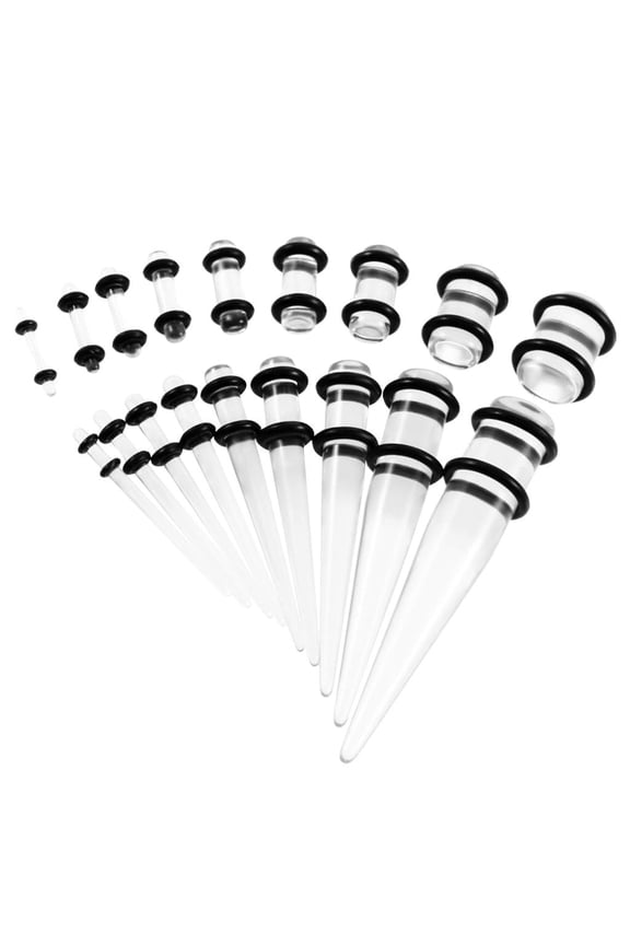 18 Pieces Ear Gauges Stretching Taper 14G-00G Expanders Clear