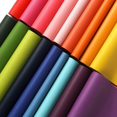 18 Pieces Faux Leather Sheets, 8×12 inches Rainbow Soft Leather Fabric Colourful Sheets Suitable for Making Bows, Leather Earrings, Hair Accessories DIY Projects