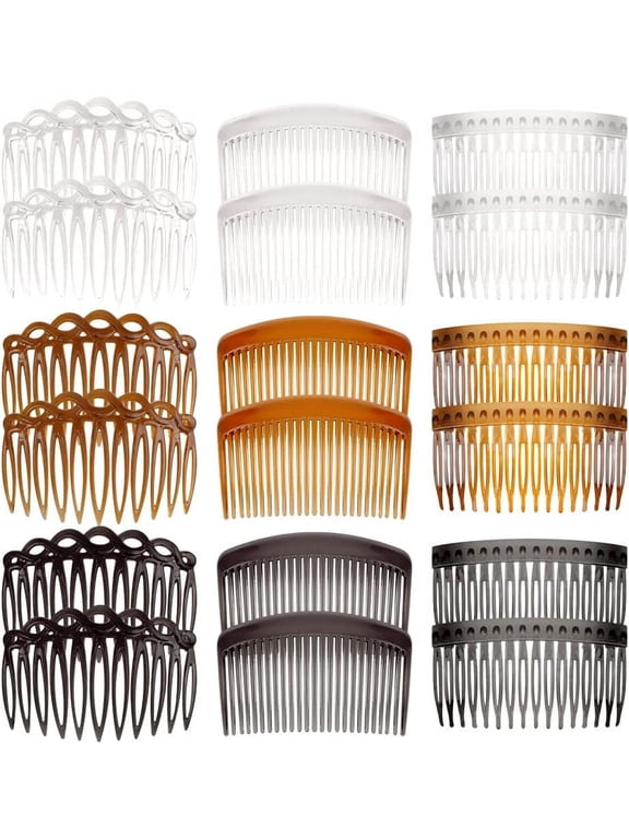 18 Pieces French Side Combs, Plastic Side Hair Twist Decorative Comb with Teeth, Hair Combs Slides Hair Clips Accessories for Women Bridal Wedding Veil Girls Thick and Fine Hair