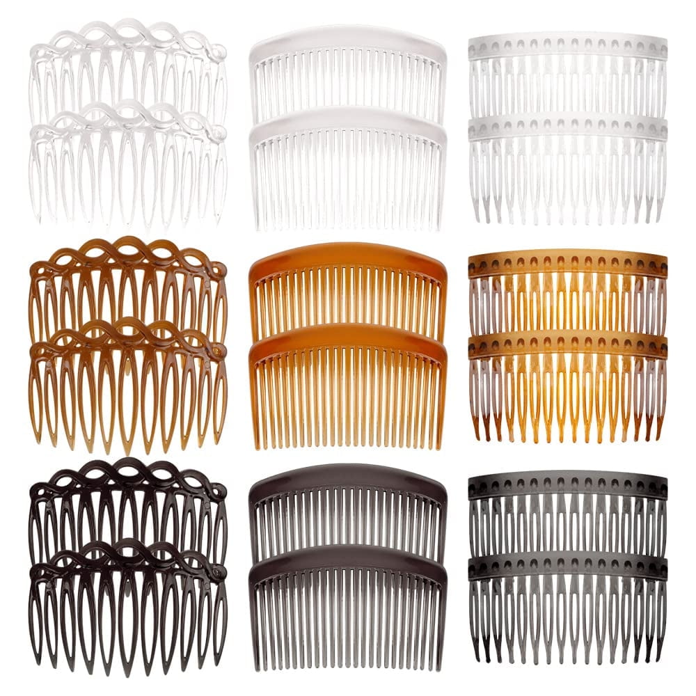 18 Pieces French Side Combs, Plastic Side Hair Twist Decorative Comb with Teeth, Hair Combs Slides Hair Clips Accessories for Women Bridal Wedding Veil Girls Thick and Fine Hair
