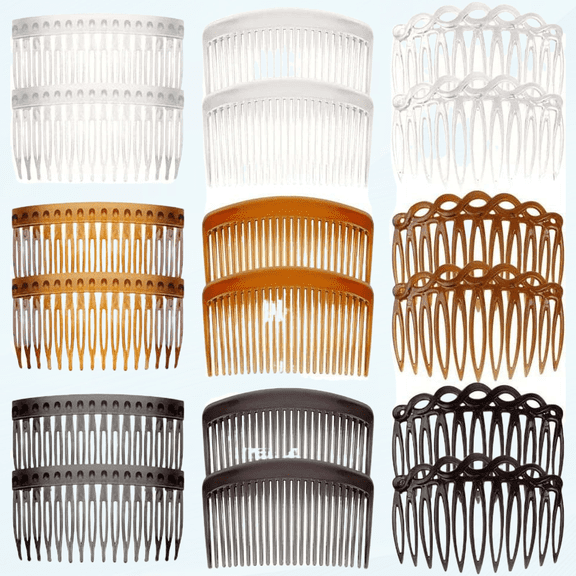 18 Pieces French Side Combs, Plastic Side Hair Twist Decorative Comb with Teeth, Hair Combs Slides Hair Clips Accessories for Women Bridal Wedding Veil Girls Thick and Fine Hair