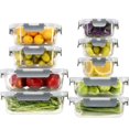 thumbnail image 1 of 18 Pieces Glass Food Storage Containers with LidsAirtight Glass Meal Prep Containers Glass Storage Containers Set for Kitchen Pantry BPA Free Leak Proof 9 lids 9 Containers, 1 of 8