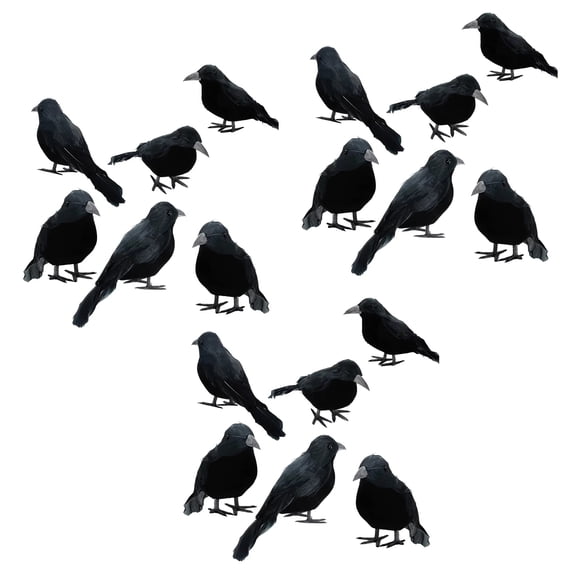 18 Pieces Halloween Black Crows Feathered Crows Realistic Looking Halloween Handmade Feathered Crow for Halloween Indoor Outdoors Ravens Birds Decoration