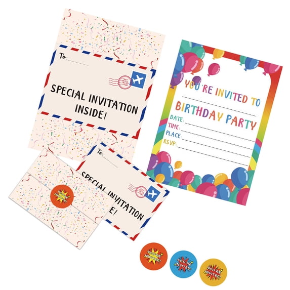 18 Pieces Kids Birthday Party Invitations for Boy Girls Birthday Party Invitations Cards with Stickers Party Supplies