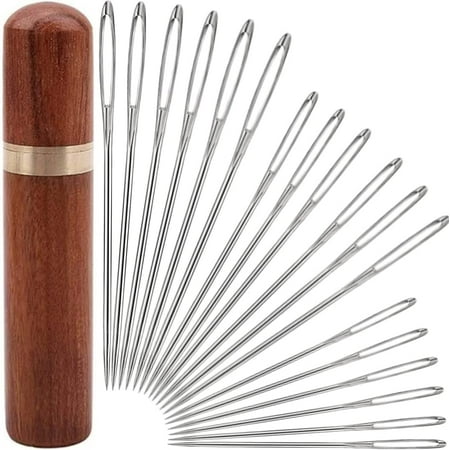 18 Pieces Large Eye Sewing Needles, Handmade Yarn Knitting Needles, Sewing Sharp Needles, Stainless Steel Embroidery Thread Needle Leather Needle Tapestry Needle