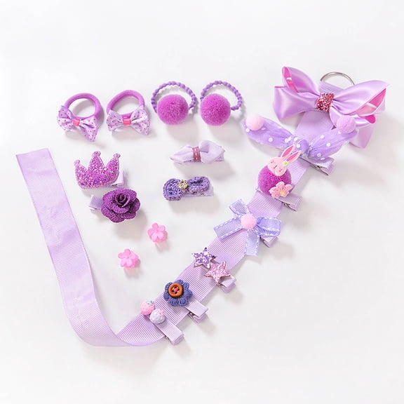 18 Pieces Pack Baby Girl's Hair Clips Cute Hair Bows Baby Elastic Hair Ties Hair Accessories Ponytail Holder Hairpins Set for Baby Girls Teens Toddlers, Assorted Styles (Purple)