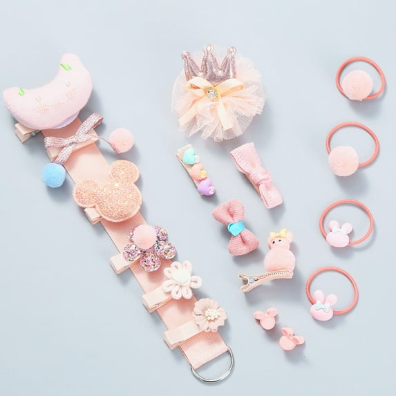 18 Pieces Pack Baby Girl's Hair Clips Cute Hair Bows Baby Elastic Hair Ties Hair Accessories Ponytail Holder Hairpins Set for Baby Girls Teens Toddlers, Assorted Styles (Beige)