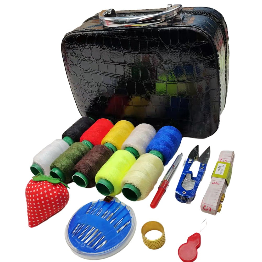 18 Pieces Portable Sewing Box Kit Home Travel Wedding Embroidery Sewing Set