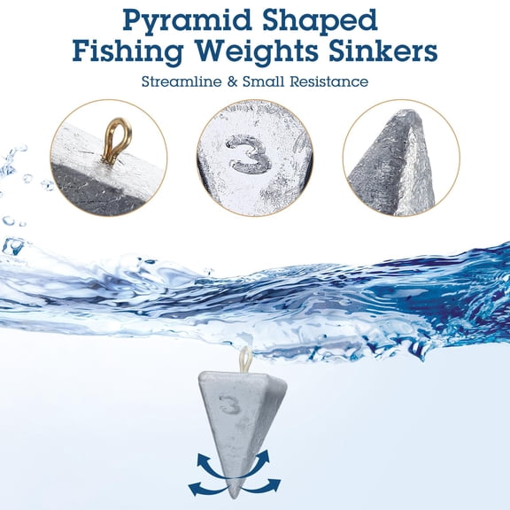18 Pieces Pyramid Sinkers Fishing Weights Triangle Rig Sinker For Ocean Saltwater Surf Bass Casting Gear Tackle