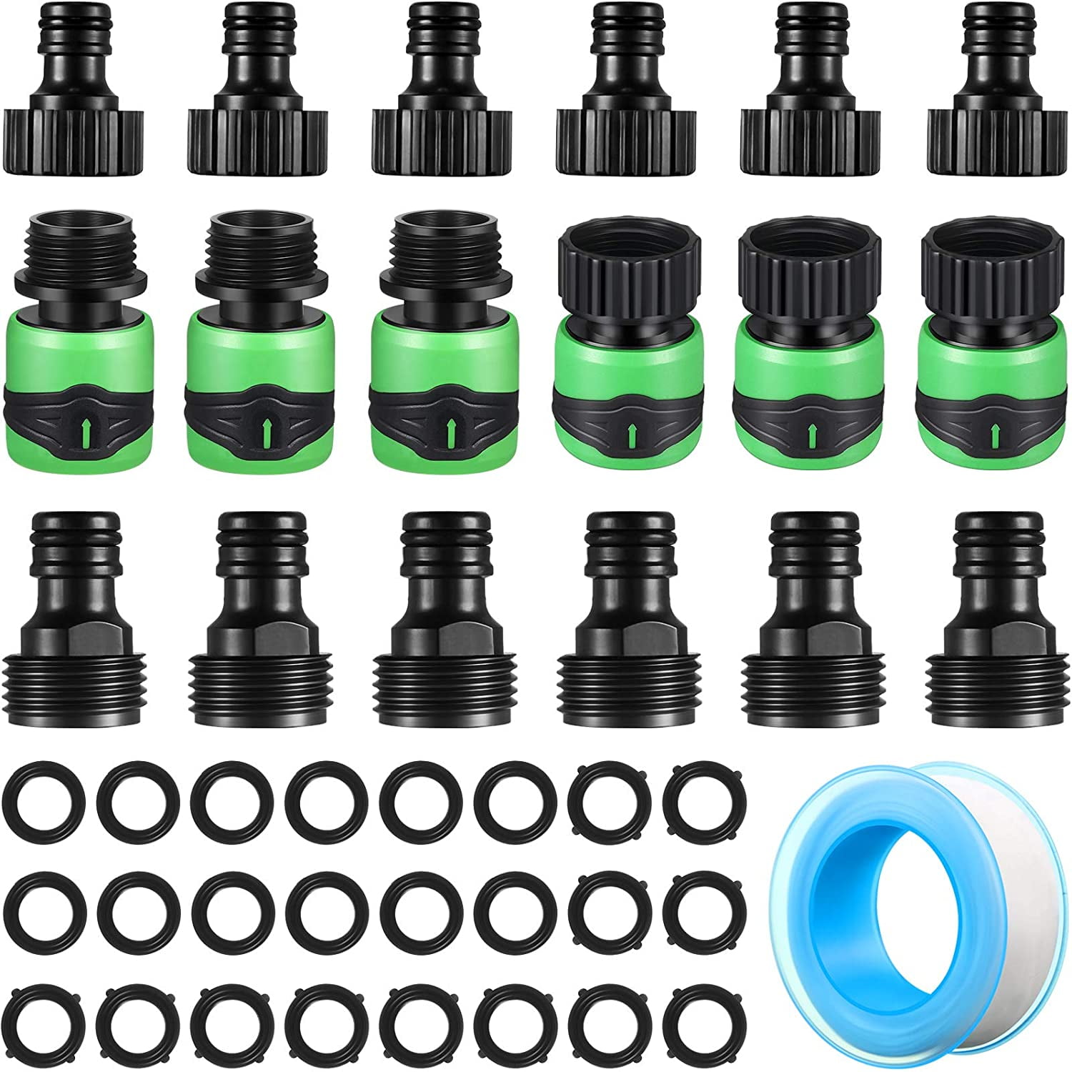 18 Pieces Quick Garden Hose Connector 3/4 Inch Thread Male and Female
