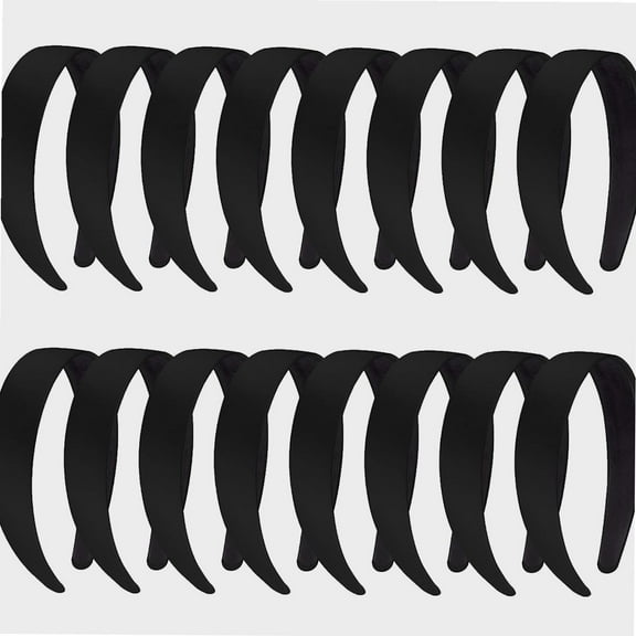 18 Pieces Satin Headbands Black Hard Headband 1 Inch Wide Non-slip Hair Headband DIY Black Headbands for Women