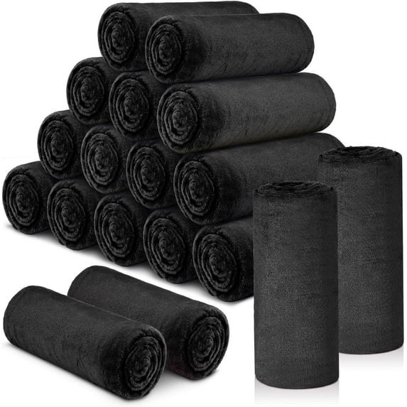18 Pieces Soft Fleece Blankets Bulk 50 x 60 Inch Lightweight Flannel Blanket Plush Throw Blankets for Wedding Sofa Home Outdoor Couch Bed Gifts(Black)