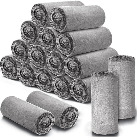 18 Pieces Soft Fleece Blankets Bulk 50 x 60 Inch Lightweight Flannel Blanket Plush Throw Blankets for Wedding Sofa Home Outdoor Couch Bed Gifts(Dark Gray)